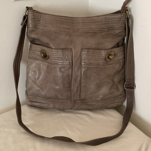 Cadelle Real Leather VintageTaupe Purse Crossbody Shoulder Bag EUC - Picture 1 of 10